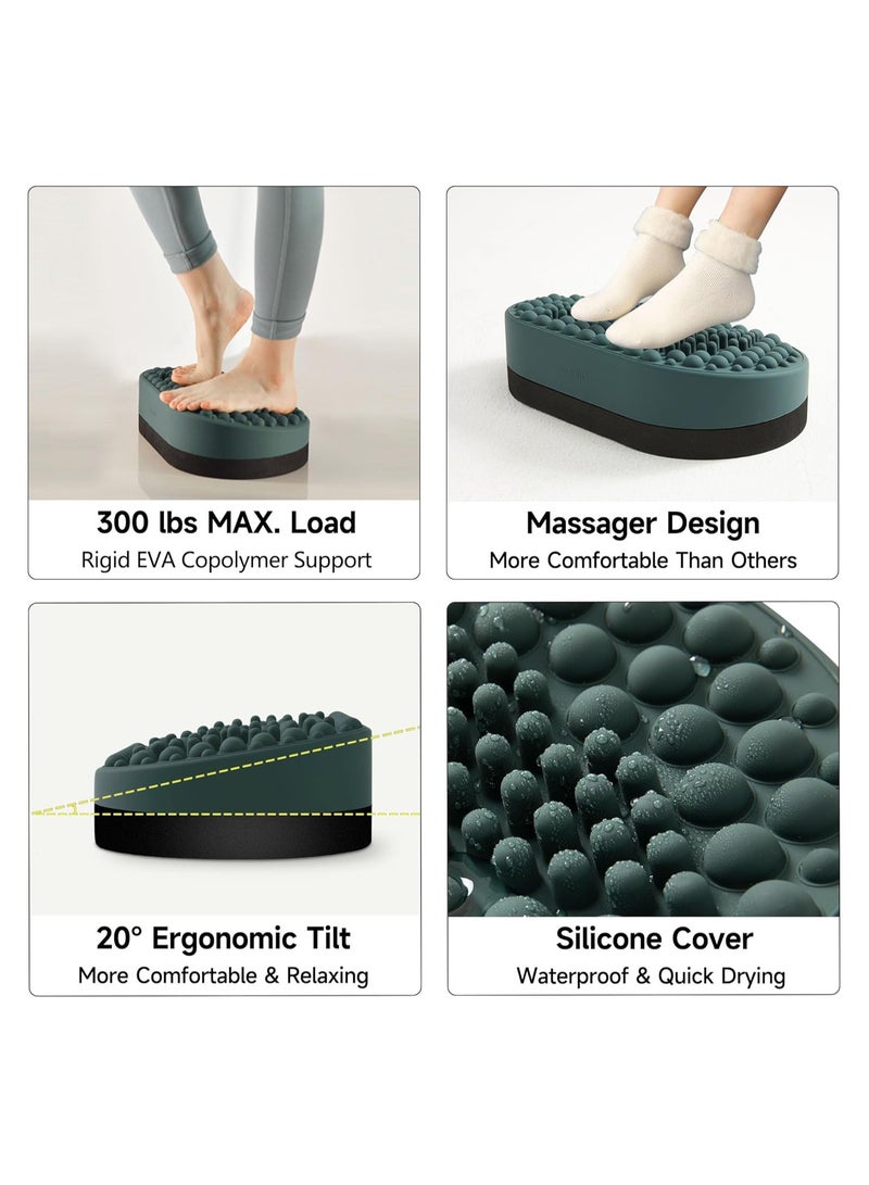 Foot Rest for Under Desk at Work, Home Office Foot Stool, Ottoman Foot Massager for Plantar Fasciitis Relief, Soft Silicone Footrests, Anti-Fatigue Fidget Toy (Green)