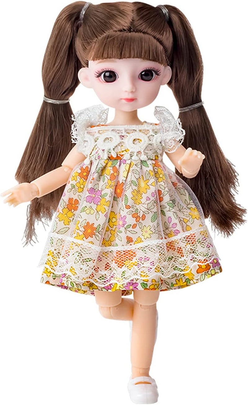 klarako دمية BJD بطول 20 سم، دمى كروية مفصلية 1/8 بطول 8 بوصات، دمية مفصلية، ألعاب DIY مع مجموعة كاملة من الملابس والأحذية والشعر والمكياج، أفضل هدية لعيد ميلاد الفتاة بني - Image 1