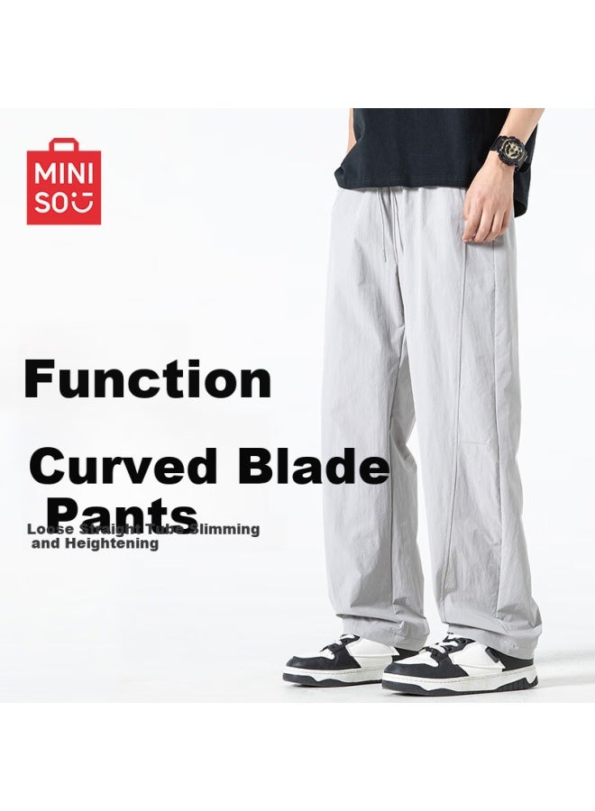 Mingchuang Youpin Miniso Men's Loose Fit Slimming Casual Pants Men's Summer Breathable Thin Mesh Trendy Men's Pants Z Grey L - Image 1