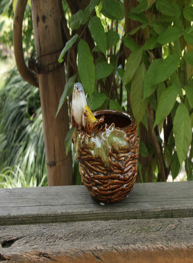 Rmdusk Handmade Ceramic Bird Nest Succulent Planter/Plant Pot Flower Pot Bonsai Pot Ashtray Home Garden Décor Figurine 5"H - Image 2