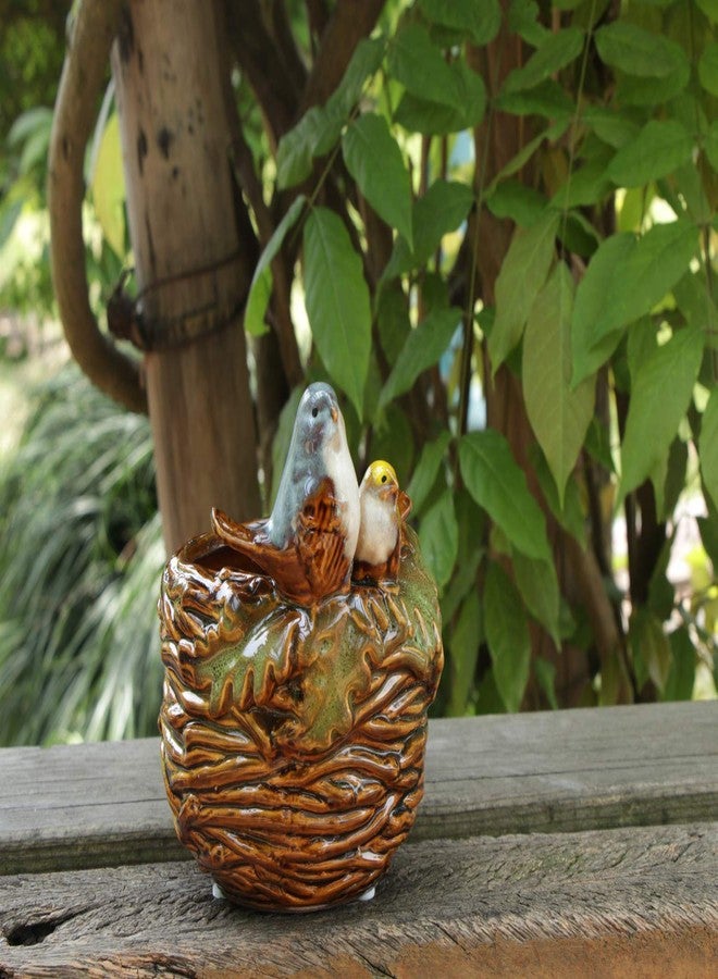 Rmdusk Handmade Ceramic Bird Nest Succulent Planter/Plant Pot Flower Pot Bonsai Pot Ashtray Home Garden Décor Figurine 5"H - Image 3