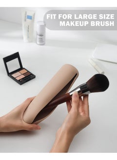 BEZOX Makeup Brush Holder - Travel Silicon Make Up Brush Case With Magnet Closure, Compact Brush Bag Travel Essentials - Khaki  - Image 2