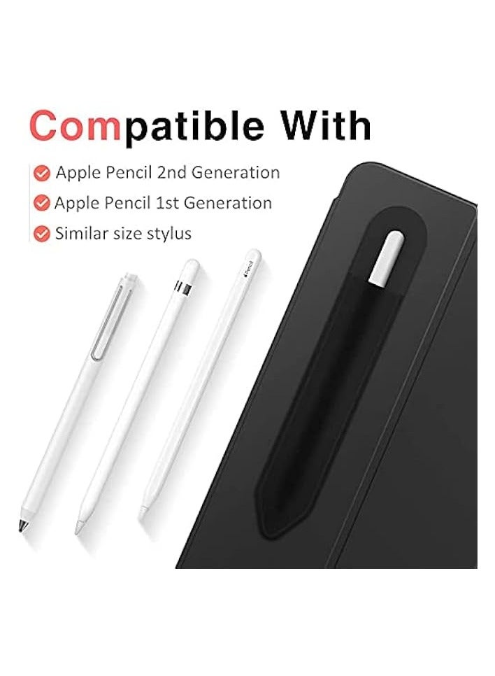 PROMASS Pencil Holder Sticker for Apple Pencil (1st and 2nd Gen), Elastic Pocket [Stylus Pens Protected and Safe] Pouch Adhesive Sleeve Attached to Case for Stylus Pens - Black  - Image 2