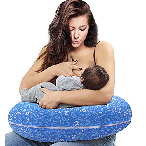 Kradyl Kroft 5in1 Baby Feeding Pillow with 100% Cotton Removable Cover | Breastfeeding Pillow | Nursing Pillow with Belt and Hoop (Einstein Blue) - Image 2