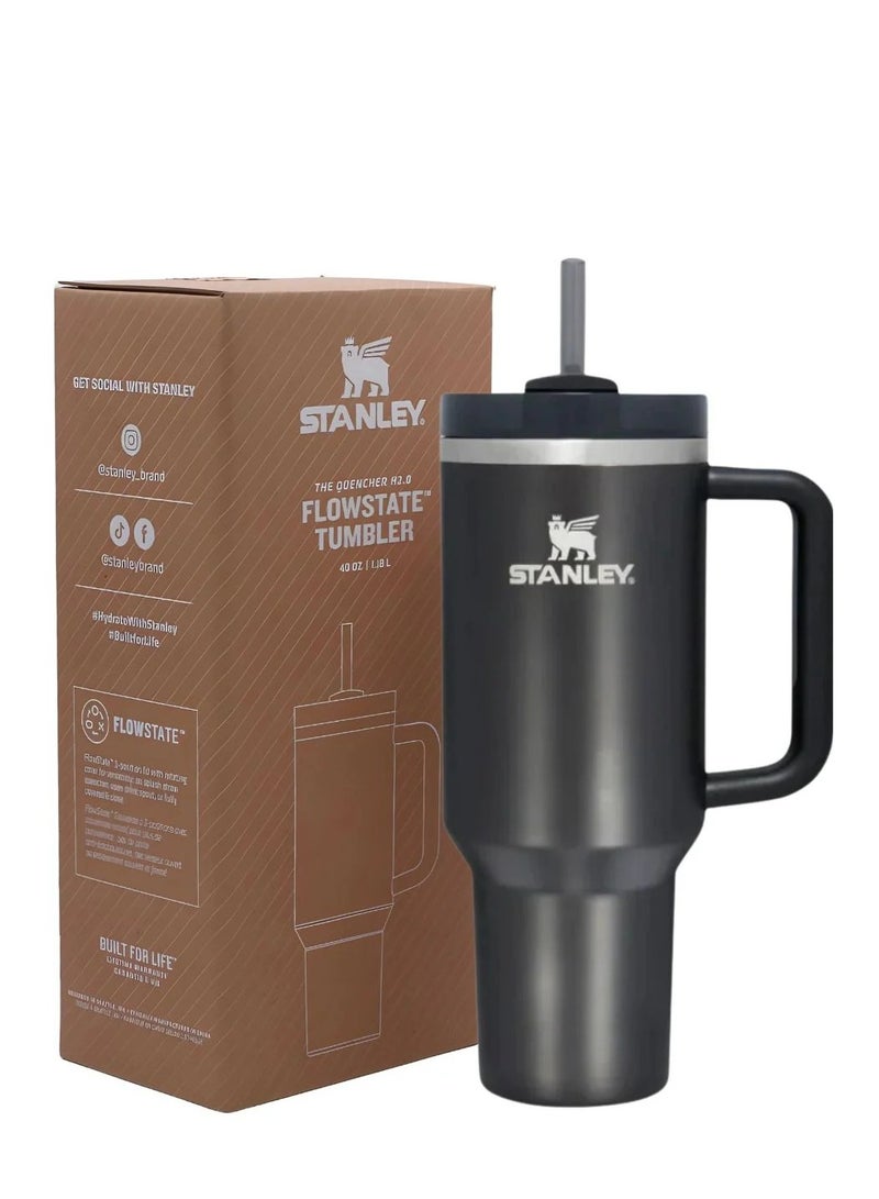 Stanley Quencher H2.0 FlowState Vacuum Insulated Tumbler 40oz Black Stainless Steel Travel Mug with Leakproof Lid & Straw, Double-Walled Thermal Bottle, Keeps Drinks Hot for 7 Hours & Cold for 24 Hours, BPA-Free, Durable, Portable, Ideal for Office, Gym & Travel - Image 2