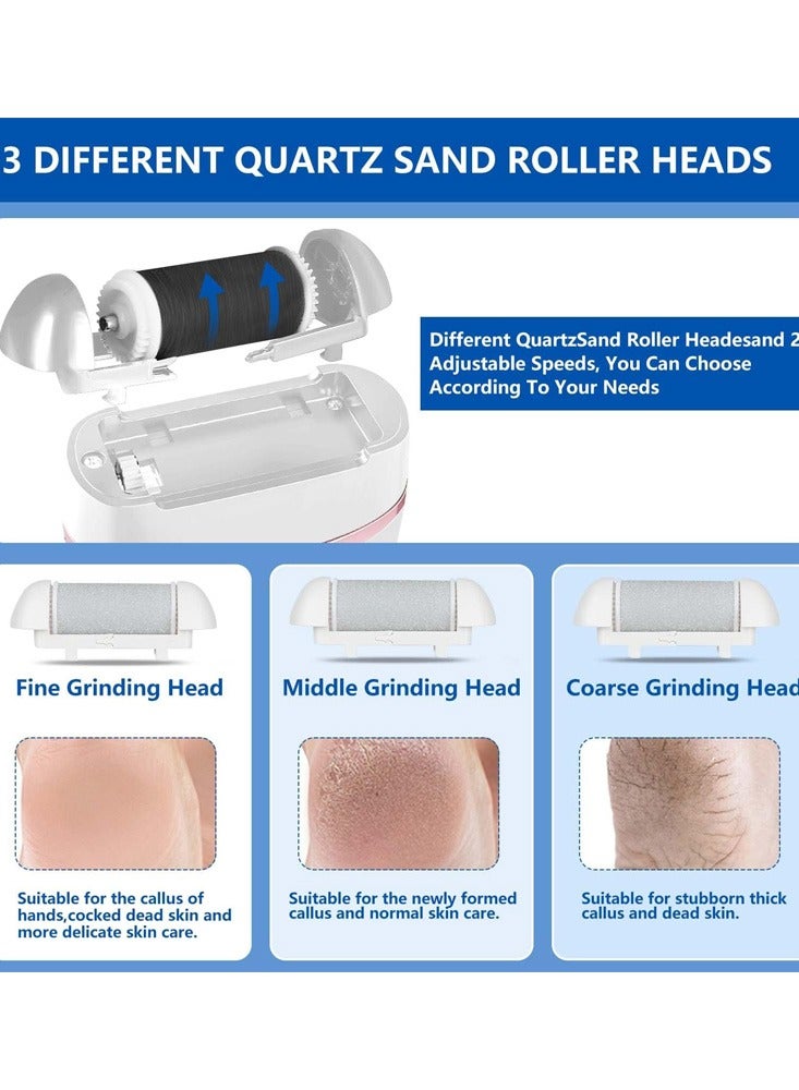 Meiyilan Electric Foot Callus Remover, 16 Pack Foot File Pedicure Kit Tools,Waterproof Foot Scrubber Dead Skin Remover with 3 Roller Heads  2-Speed Power Pedicure Tools for Feet Hands Heel - Image 3