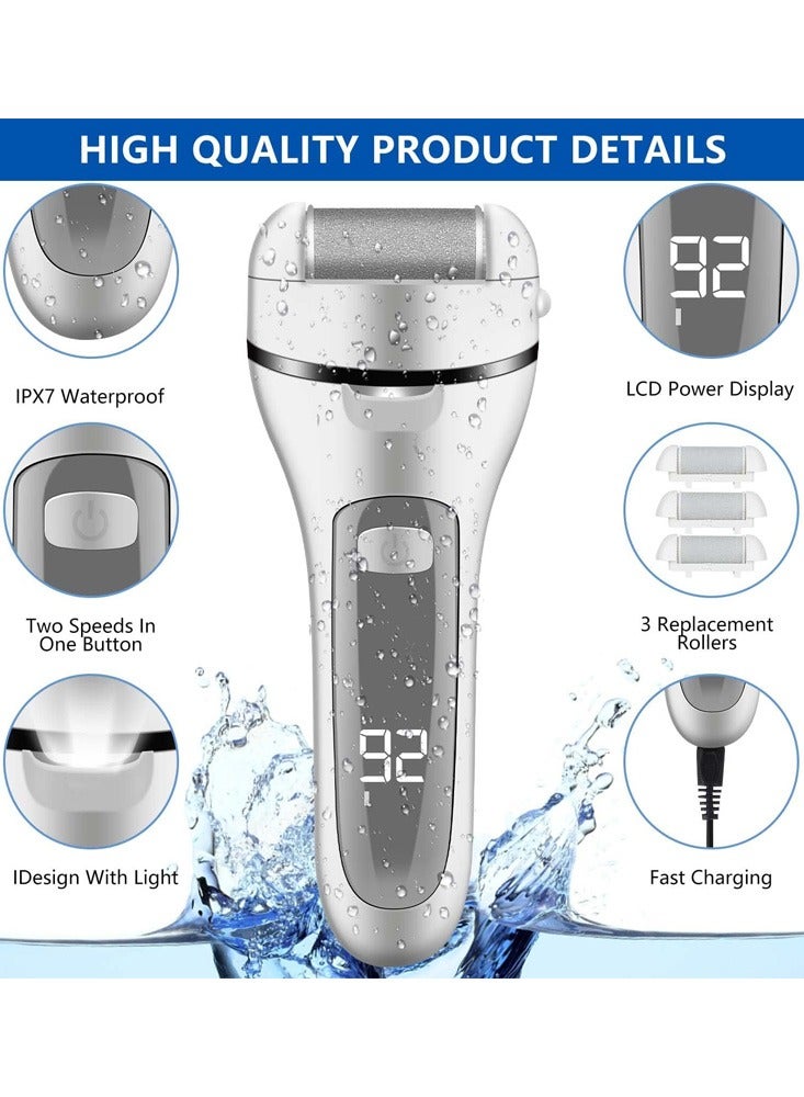 Meiyilan Electric Foot Callus Remover, 16 Pack Foot File Pedicure Kit Tools,Waterproof Foot Scrubber Dead Skin Remover with 3 Roller Heads  2-Speed Power Pedicure Tools for Feet Hands Heel - Image 2