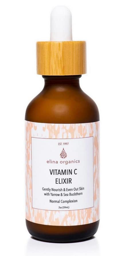 Elina Organics Vitamin C Elixir 2oz Hydrates Skin Reduces Wrinkles Rebuilds Collagen Organic Skincare Unisex