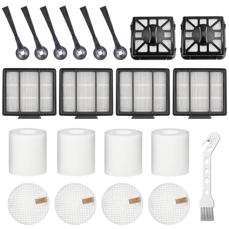 Techecook Accessories for Shark IQ Vacuum Replacement for Shark Robot R101AE (RV1001AE), R101 (RV1001) by Techecook - 4 Hepa Filters, 6 Side Brushes, 2 Filter, 4 Base Pre-Motor Foam & Felt Filters Kit, 1 Brush - Image 1