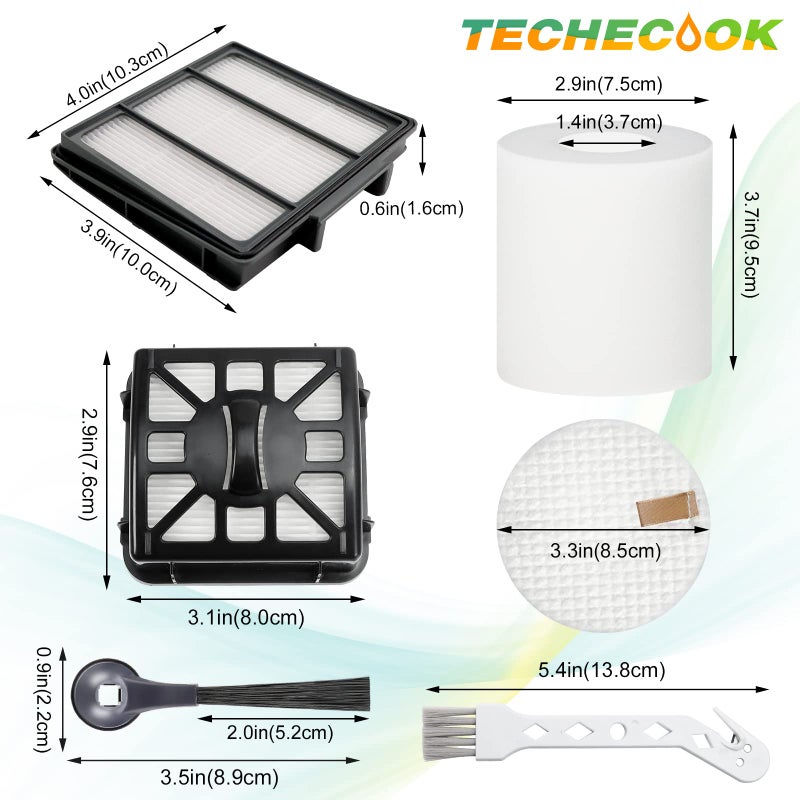 Techecook Accessories for Shark IQ Vacuum Replacement for Shark Robot R101AE (RV1001AE), R101 (RV1001) by Techecook - 4 Hepa Filters, 6 Side Brushes, 2 Filter, 4 Base Pre-Motor Foam & Felt Filters Kit, 1 Brush - Image 5