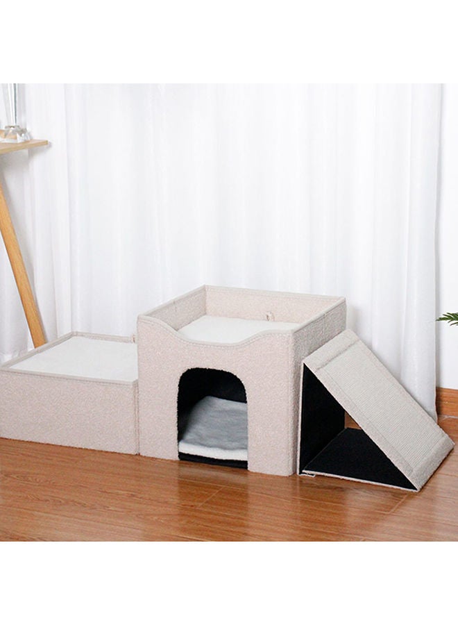 DANUBE HOME Teddy Pet Fabric Storage Ottoman Pouf Storage Box Modern Furniture For Living Room L 109 x W 41 x H 36 cm Cream  - Image 1