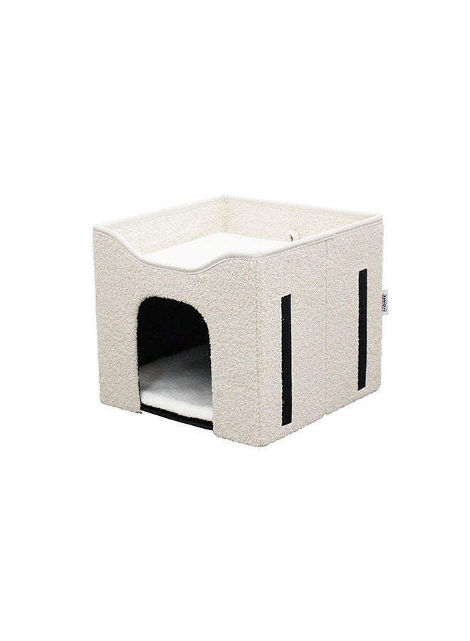 DANUBE HOME Teddy Pet Fabric Storage Ottoman Pouf Storage Box Modern Furniture For Living Room L 109 x W 41 x H 36 cm Cream  - Image 2