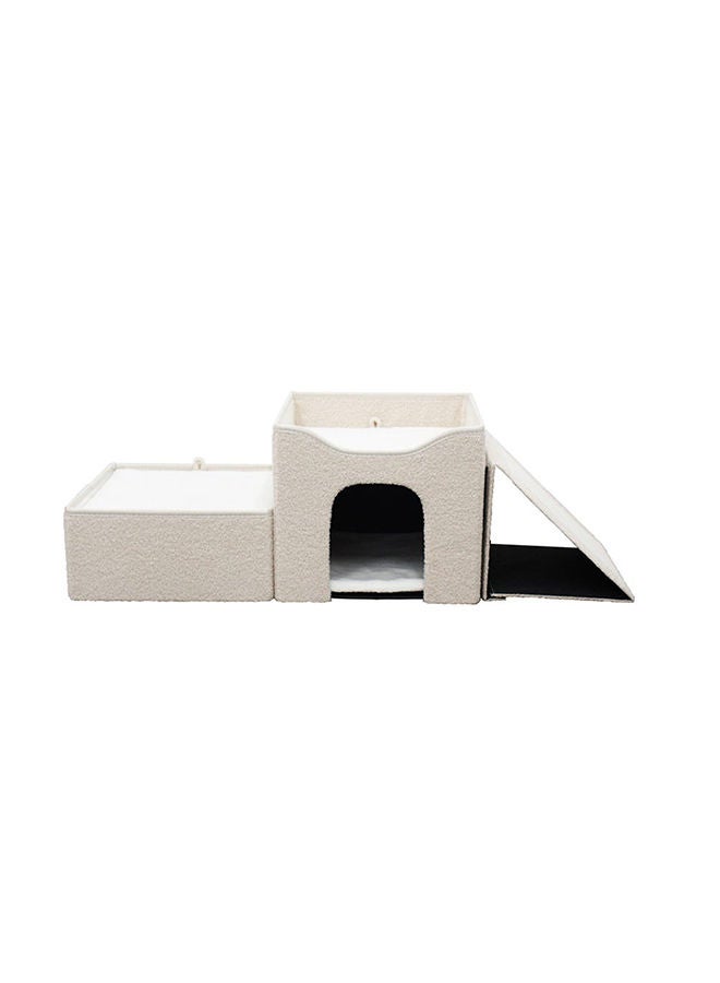 DANUBE HOME Teddy Pet Fabric Storage Ottoman Pouf Storage Box Modern Furniture For Living Room L 109 x W 41 x H 36 cm Cream  - Image 3