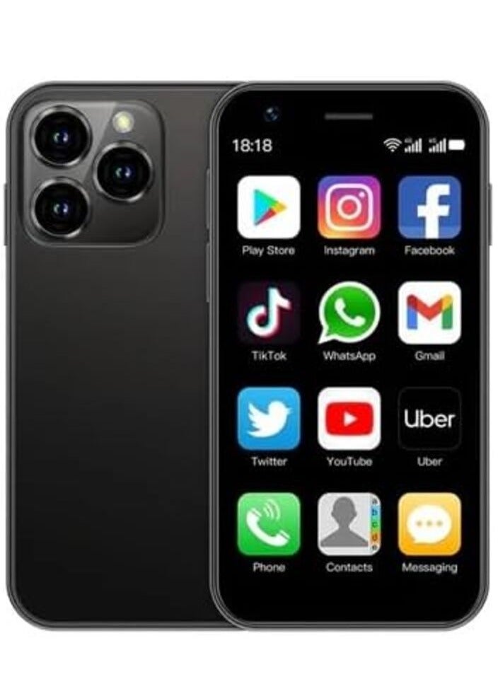 سويس هاتف AMAV SOYES XS16 صغير الحجم، ذاكرة وصول عشوائي (RAM) سعة 3 جيجابايت + ذاكرة قراءة فقط سعة 64 جيجابايت، شاشة 3.0 بوصة، هاتف مدمج، شبكة الجيل الرابع LTE، نظام تشغيل أندرويد 10.0 رباعي النواة، بطارية 2000 مللي أمبير/ساعة، شريحتي اتصال، واي فاي وبلوتوث (أسود) - Image 1