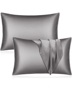 Somerfield Somer Field Premium Hair Care Pillowcases – 2 Pack Standard Size (50 x 75 cm) with Envelope Closure, Dark Grey  - Image 1