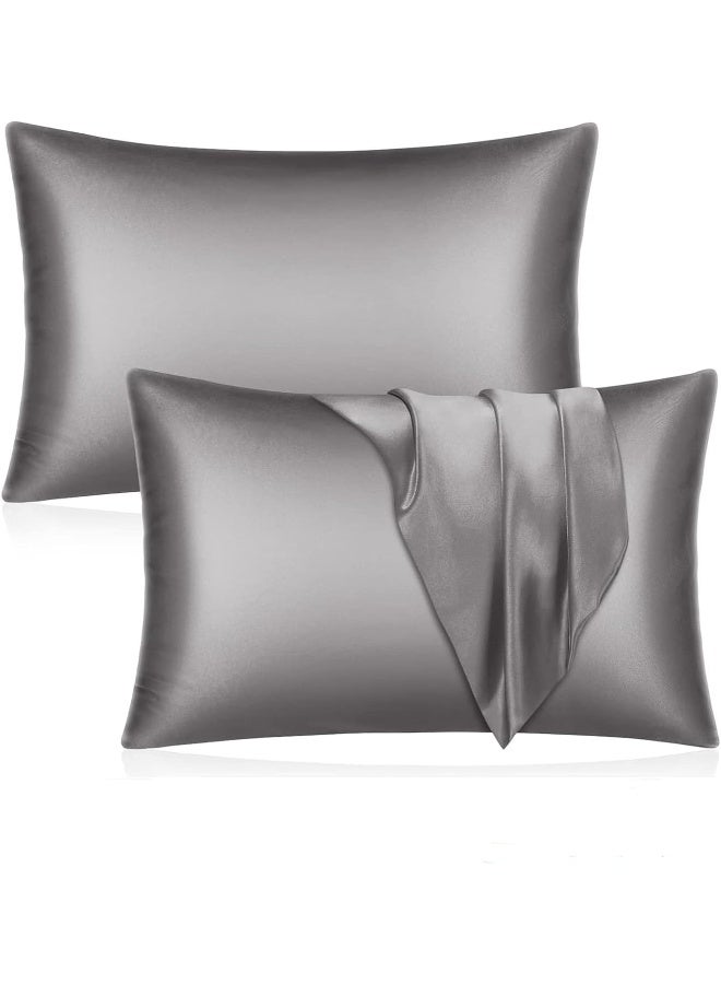 Somerfield Somer Field Premium Hair Care Pillowcases – 2 Pack Standard Size (50 x 75 cm) with Envelope Closure, Dark Grey - Image 1
