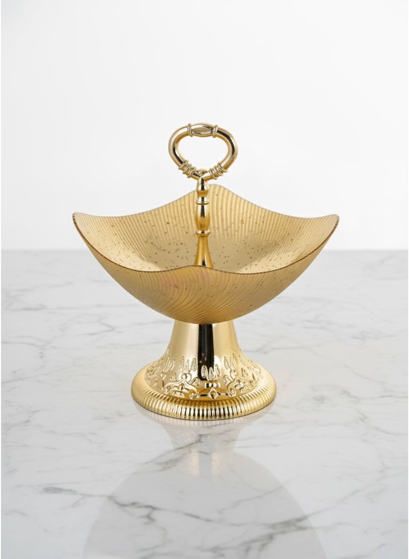 حامل حلوى مربع زجاجي 25 سم مع قاعدة ومقبض - Image 1