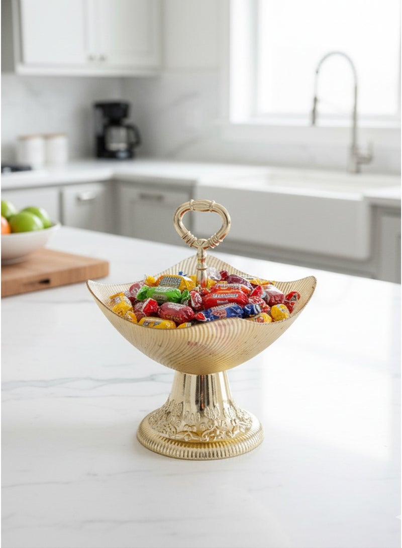 حامل حلوى مربع زجاجي 25 سم مع قاعدة ومقبض - Image 2