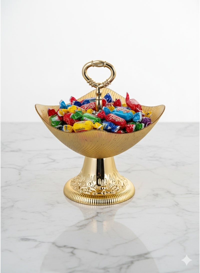 حامل حلوى مربع زجاجي 25 سم مع قاعدة ومقبض - Image 4