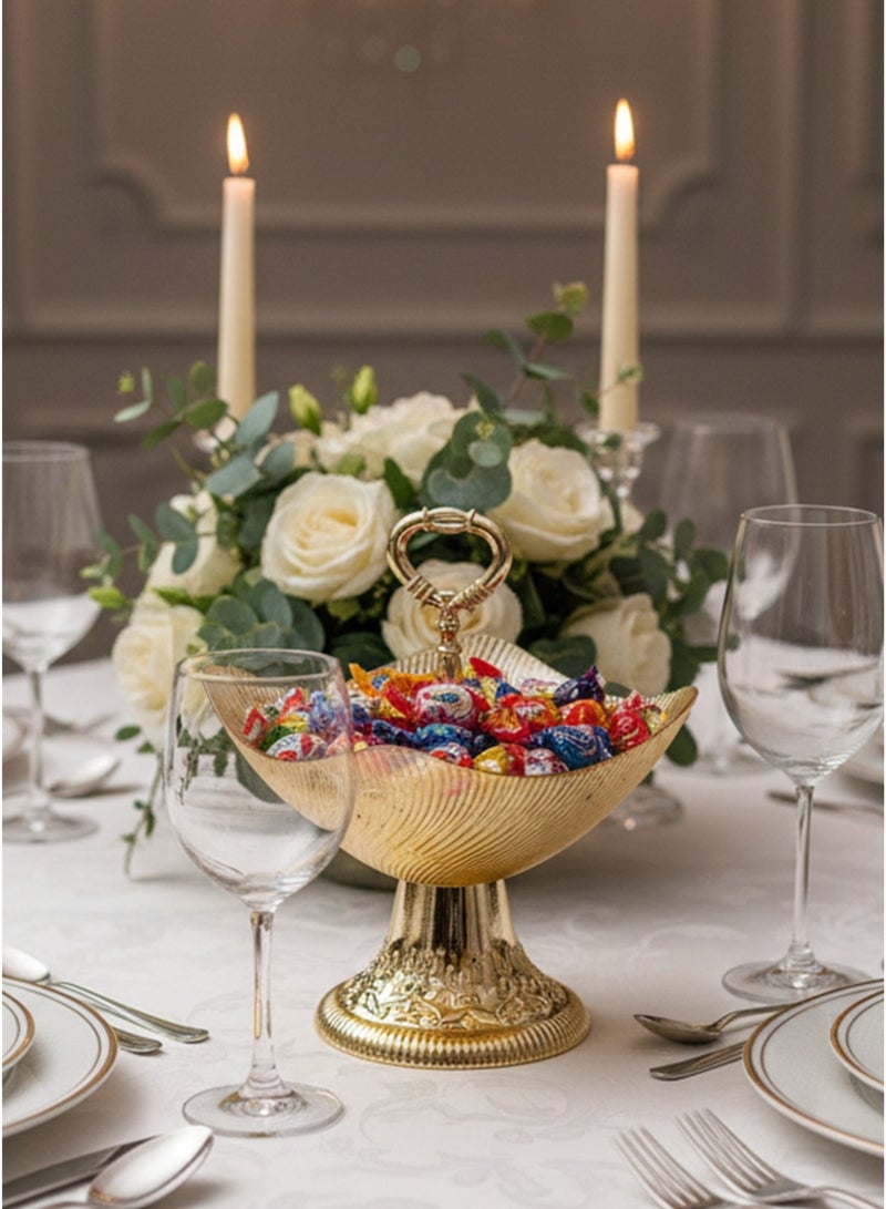 حامل حلوى مربع زجاجي 25 سم مع قاعدة ومقبض - Image 3