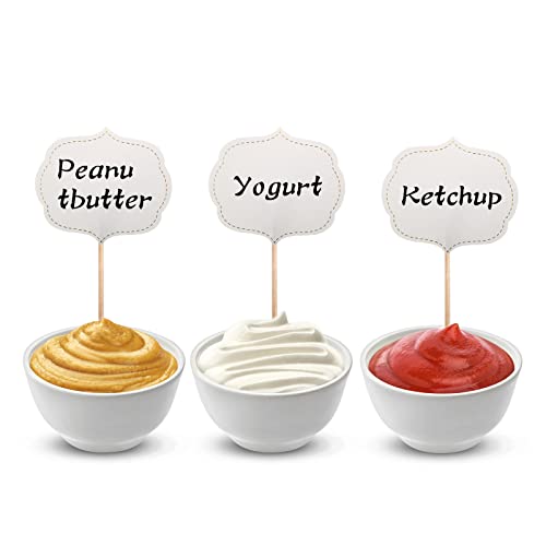 BLUETOP BLUE TOP 50 Pieces Cupcake Picks Blank Toothpick Flags Cake Toppers Cheese Markers Buffet Labels for Charcuterie Board Food Tags Toothpick Signs,Wedding,Birthday Party and Dinner Decorations Supplies. - Image 4