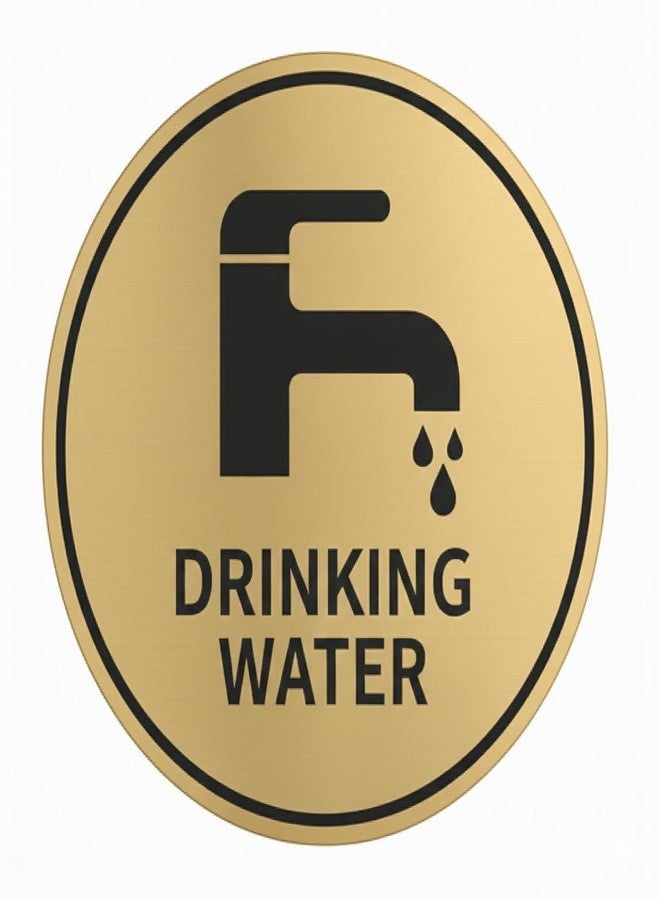 Berrybox Premium Brushed Golden DRINKING WATER Round Acrylic Sign Board Self adhesive Sign 5.9 inch for Mall Business Stores Cafe Shop corporate Hospital Hotel School Office - Image 1