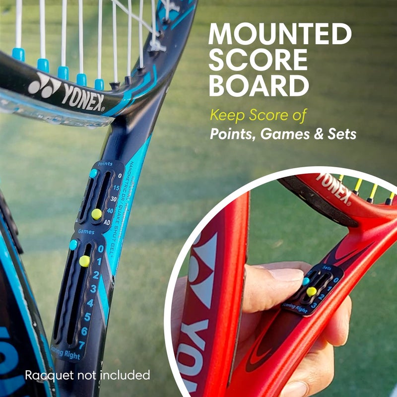 Scoring Right Portable Tennis Racket and Padel Scorekeeper, Easily Mounted Small Score Board to Keep Score of Points, Games, and Sets, ITF Conforming and Lightweight Mini Score Keeper, 1.9g, Black - Image 2