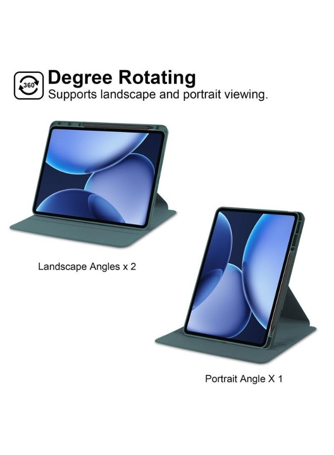 Case for OnePlus Pad 3 Pad 2 Pro 13.2inch 2025 with Pen Slot, 360 Degree Rotating Protective Case Stand, PU Leather + PC Transparent Cover w/Wake/Sleep Tablet Case Cover (Green) - Image 3