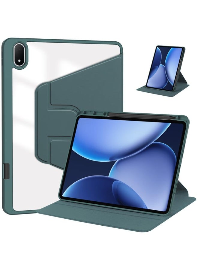 Case for OnePlus Pad 3 Pad 2 Pro 13.2inch 2025 with Pen Slot, 360 Degree Rotating Protective Case Stand, PU Leather + PC Transparent Cover w/Wake/Sleep Tablet Case Cover (Green) - Image 1