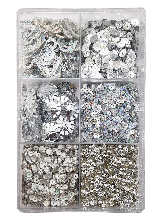 إيشوبي خرز سيتارا متعدد الأشكال من الترتر باللون الفضي 150 جرام من إي شوببي، لصنع المجوهرات، مواد التطريز، مجموعة أدوات يدوية، خرز متسلسل لامع (13) - Image 1