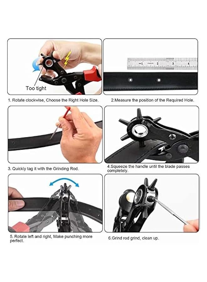 FYLX MultiHole Leather Punch Set for Belts Watches Collars Shoes Fabric Crafts  Heavy Duty Rotary Tool for Various Sizes of Holes  - Image 3