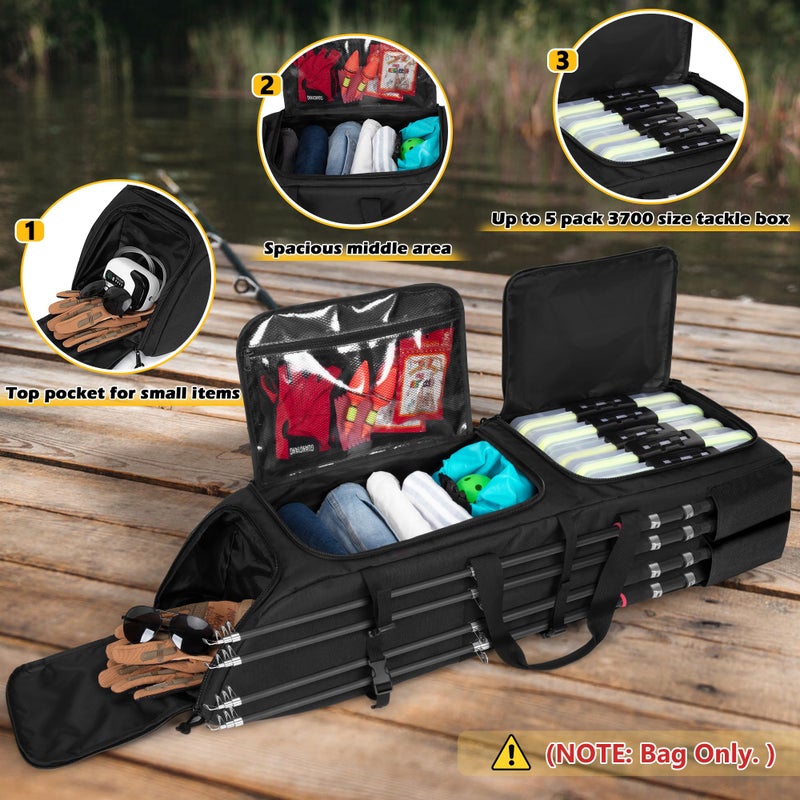 Rexmica Fishing Backpack Holds 8 Rods & Reels, Fishing Tackle Bag with Compartment for Tackle Boxes, Fishing Gear or Equipment, Fishing Rod Case Backpack, Fishing Pole Bag with Tactical Molle System - Image 2