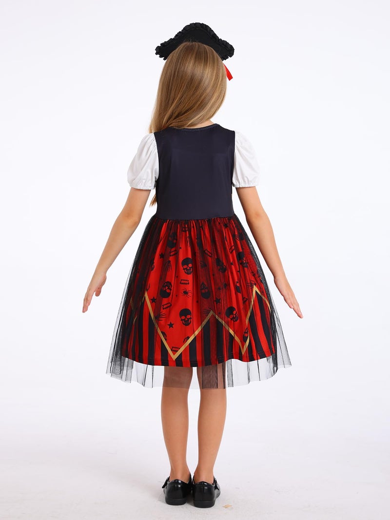 WonderBabe Girls Pirate Halloween Costume Buccaneer Dress kids Fncy Party Tulle Skirt Halloween Cosplay Party size 7-8 - Image 3