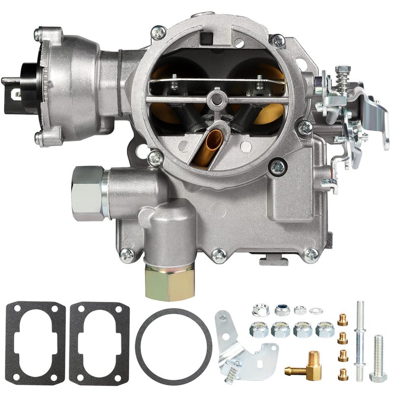 Marine Carburetor 2 Barrel Carb for Mercruiser Rochester Mercarb 30L 25L 4 CYL Engines with Electric Choke Jets Gaskets Long Linkage Replace 3310864940A01 Base Bolt Pattern is 3 34 X 2 inches