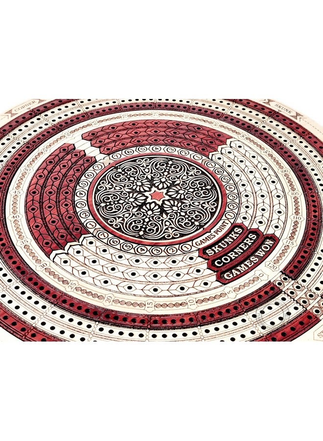 House of Cribbage - 10" Round Shape 4 Tracks Continuous Cribbage Board Maple/Bloodwood - Push Drawer & Place for Skunks, Corners & Won Games - Image 4