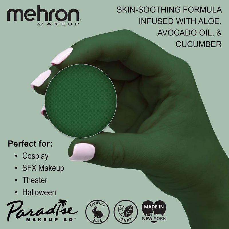 Mehron Makeup Paradise Makeup AQ Refill Size | Stage & Screen Performance, Face & Body Painting, Beauty, Cosplay, and Halloween | Water Activated Face Paint, Body Paint .25 oz (7 ml) (DARK GREEN) - Image 2