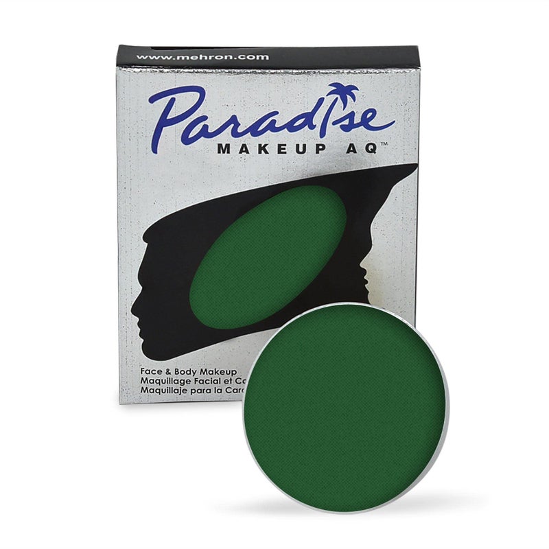 Mehron Makeup Paradise Makeup AQ Refill Size | Stage & Screen Performance, Face & Body Painting, Beauty, Cosplay, and Halloween | Water Activated Face Paint, Body Paint .25 oz (7 ml) (DARK GREEN) - Image 1