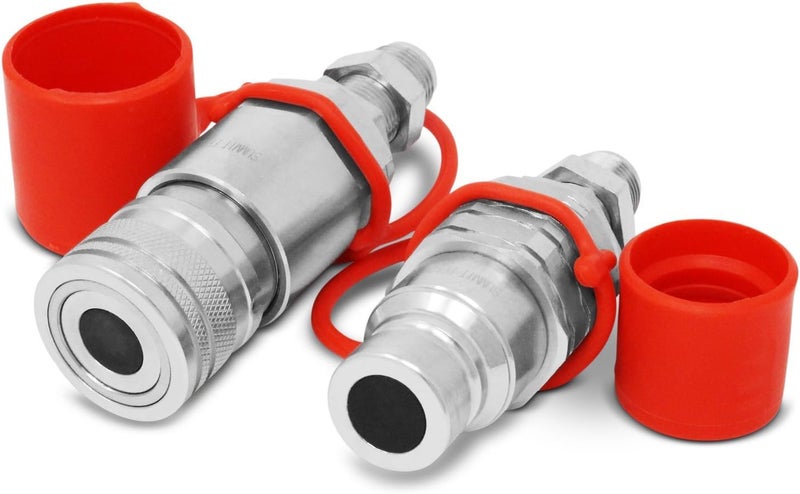 Summit Hydraulics Flat Face Hydraulic Quick Connect Coupler Set, 8 JIC Bulkhead for Skid Steer Mount - Image 1