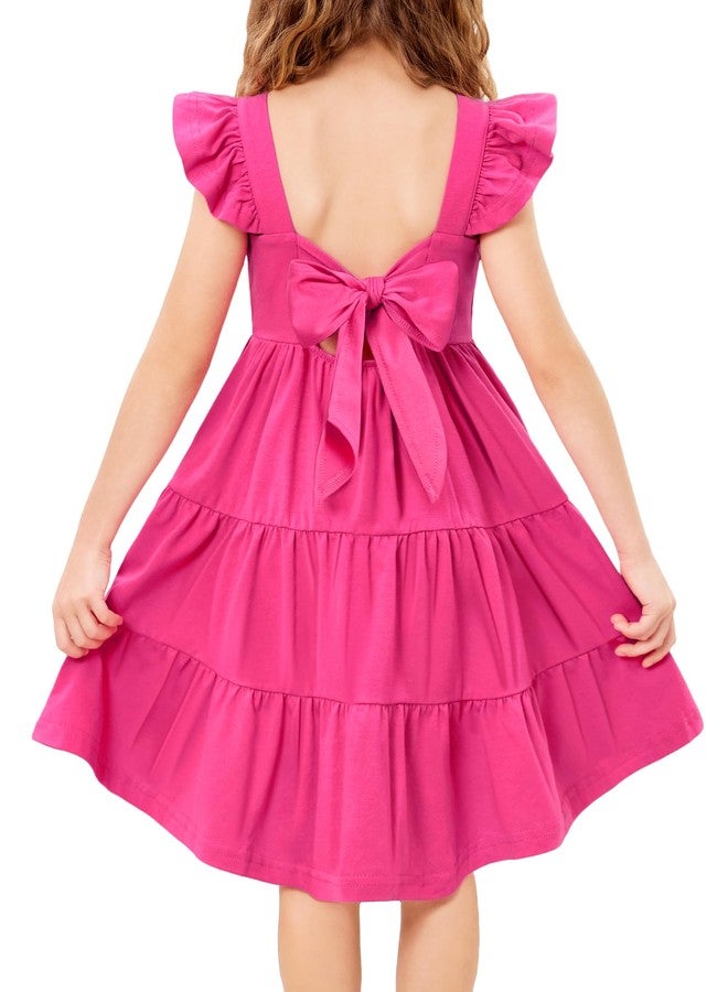 Arshiner فستان صيفي للبنات الصغيرات من أرشينر قطن رسمي لحفلات عيد الميلاد والزفاف فساتين خيالية باللون الوردي الساخن 4t - Image 1