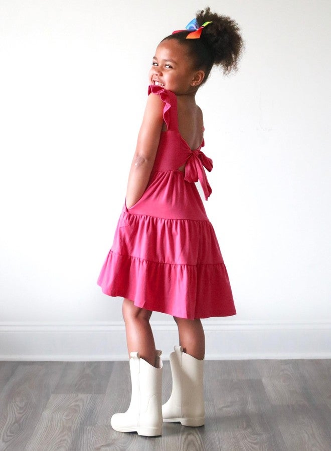 Arshiner فستان صيفي للبنات الصغيرات من أرشينر قطن رسمي لحفلات عيد الميلاد والزفاف فساتين خيالية باللون الوردي الساخن 4t - Image 3