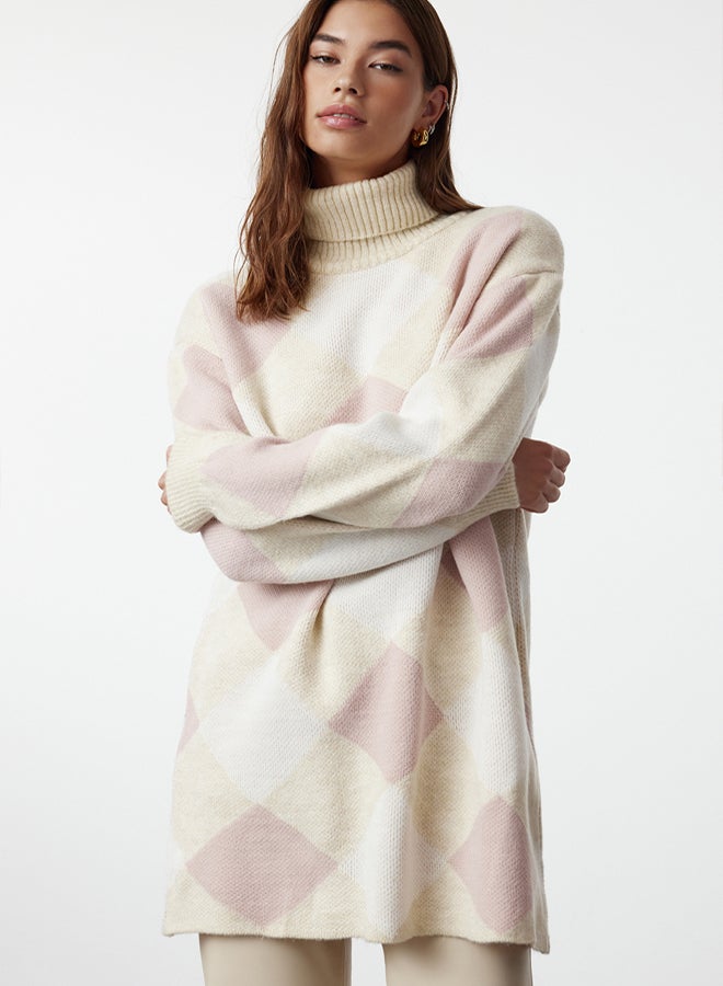 trendyol Powder Plaid/Color Block Knitwear Sweater - Image 2