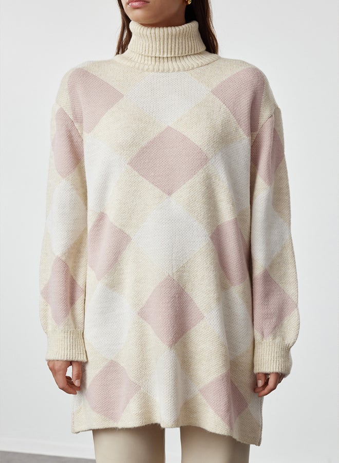 trendyol Powder Plaid/Color Block Knitwear Sweater - Image 4