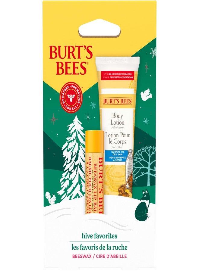 Burt's Bees Hive Favorites Beeswax Holiday Gift Set, Beeswax Lip Balm and Travel Size Body Lotion with Milk and Honey - Image 1