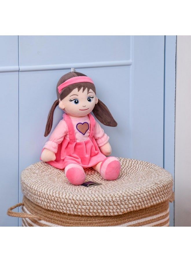 Mirada - Mirada Cute Pink Huggable Heart Girl Gudiya/Doll Super Soft Toy for Baby Girls/Kids | Stuffed Plush | Ideal Gift for Rakhi/Raksha Bandhan/Birthday- 38cm - Image 1