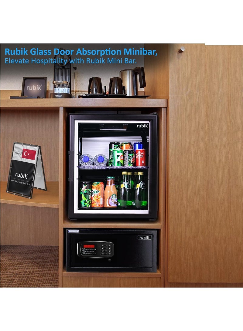 Rubik Glass Door Absorption Minibar, 5 Years Warranty, Made in Türkiye, RMB-40A, ALL BLACK EDITION  - Image 2