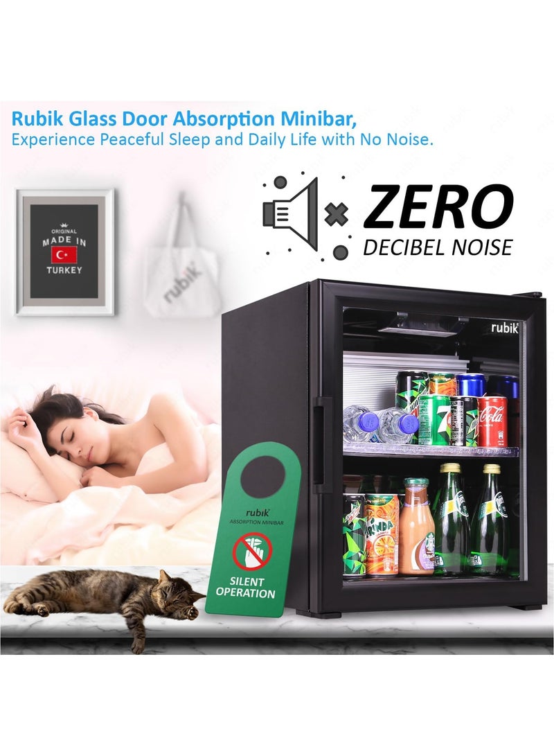Rubik Glass Door Absorption Minibar, 5 Years Warranty, Made in Türkiye, RMB-40A, ALL BLACK EDITION  - Image 3
