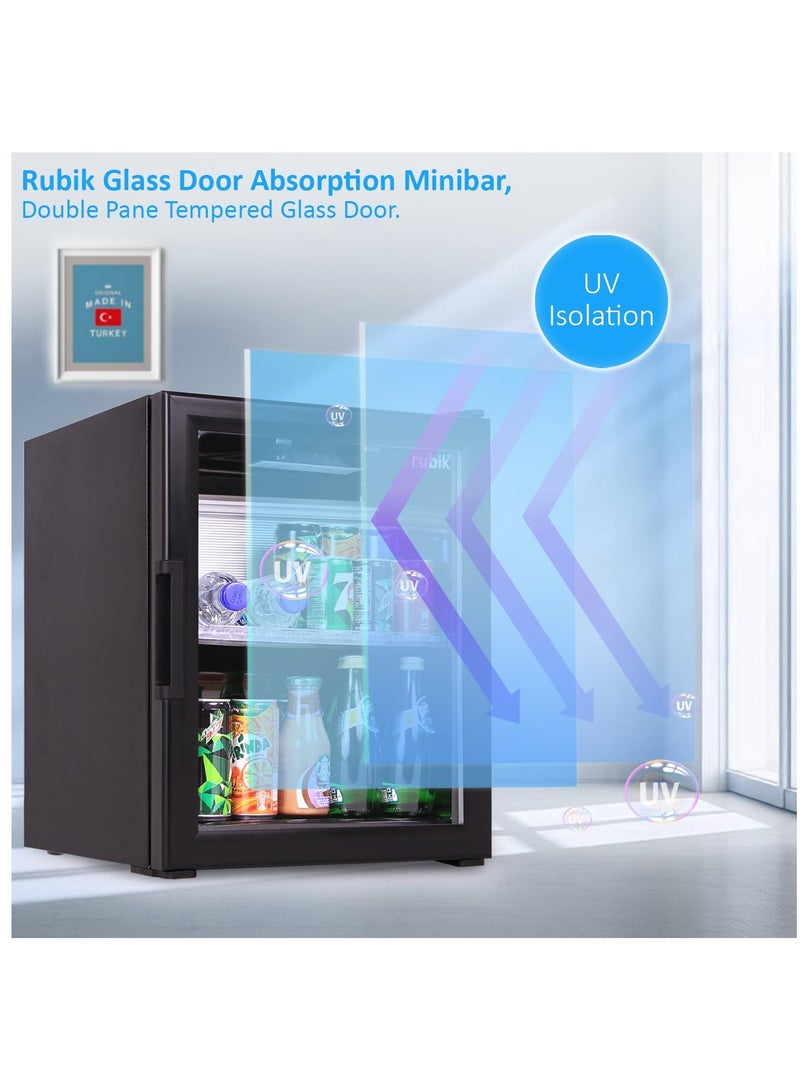 Rubik Glass Door Absorption Minibar, 5 Years Warranty, Made in Türkiye, RMB-40A, ALL BLACK EDITION  - Image 4