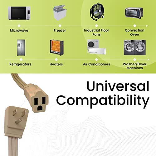 Power By GoGreen GoGreen Power (GG-25603) 14/3 3' SPT Appliance Cord, Beige, 3 Ft - Image 4