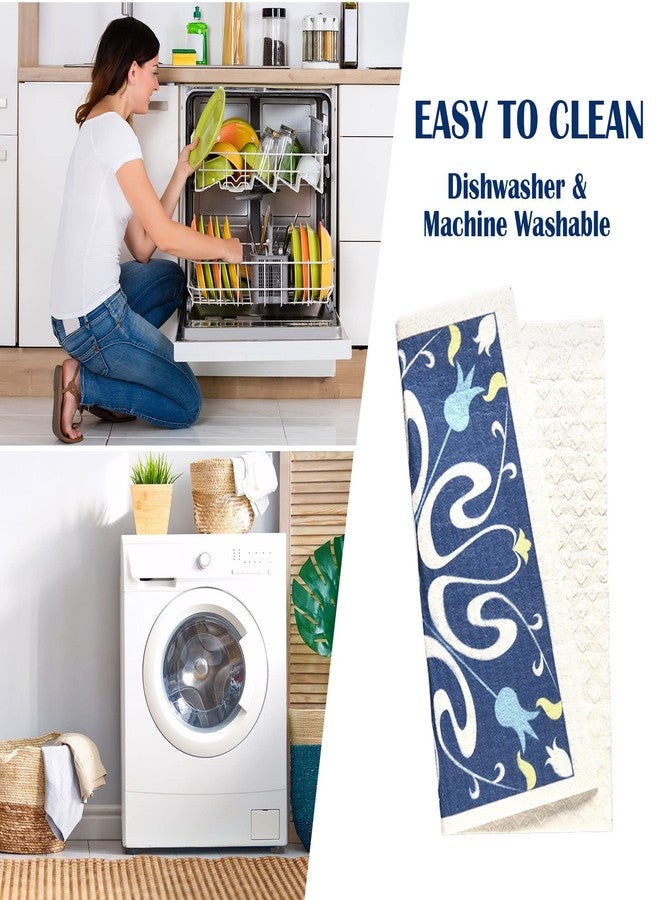 WILLBOND 9 Pieces Blue Style Swedish Kitchen Dishcloths Reusable Absorbent Hand Towels Sponge Cloth for Baking Cooking Kitchen Home Decoration Housewarming Gift - Image 4