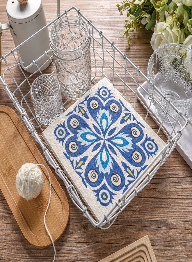 WILLBOND 9 Pieces Blue Style Swedish Kitchen Dishcloths Reusable Absorbent Hand Towels Sponge Cloth for Baking Cooking Kitchen Home Decoration Housewarming Gift - Image 3